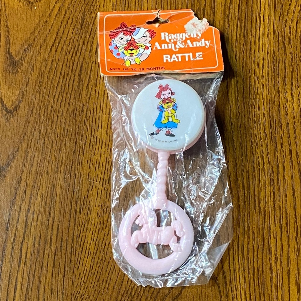 Vintage Raggedy Ann &‎ Andy Rattle 1980s Baby Toy New In Package Stahlwood
